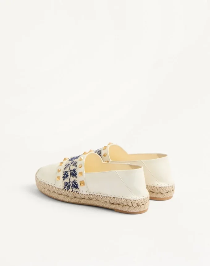 Espadrilles en cuir nappa avec broderie raisin 20 mm Espadrilles en cuir nappa avec broderie raisin 20 mm