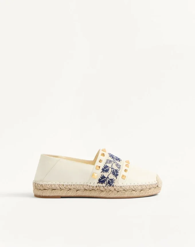 Espadrilles en cuir nappa avec broderie raisin 20 mm Espadrilles en cuir nappa avec broderie raisin 20 mm