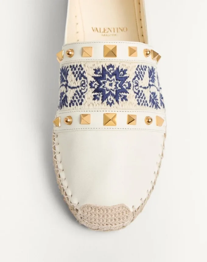 Espadrilles en cuir nappa avec broderie raisin 20 mm Espadrilles en cuir nappa avec broderie raisin 20 mm