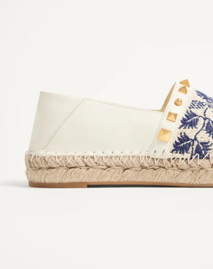 Espadrilles en cuir nappa avec broderie raisin 20 mm Espadrilles en cuir nappa avec broderie raisin 20 mm