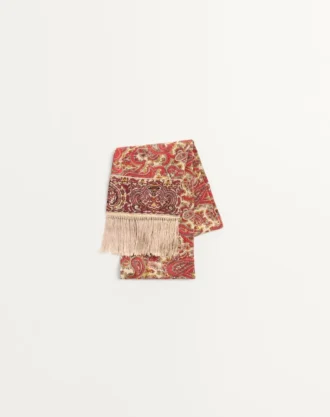 Foulard bandeau en soie Voyage Imaginaire avec franges