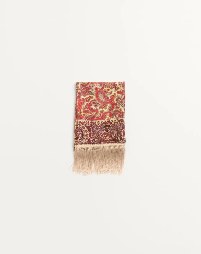 Foulard bandeau en soie Voyage Imaginaire avec franges