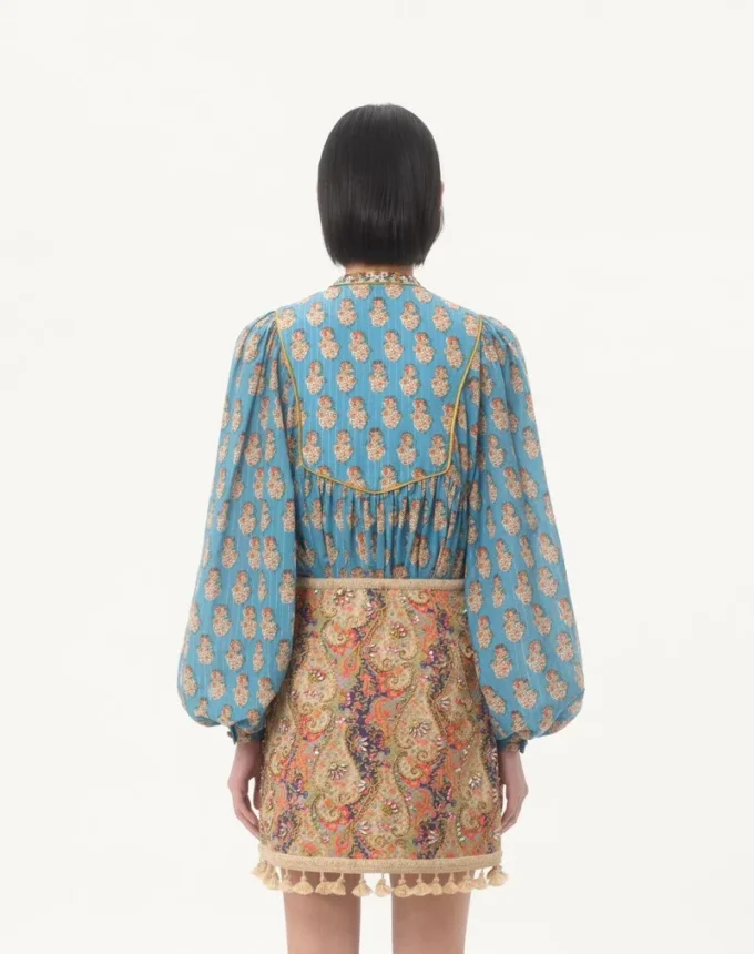Haut en coton et lurex avec imprimé Petales D’Amour brodé Haut en coton et lurex avec imprimé Petales D’Amour brodé