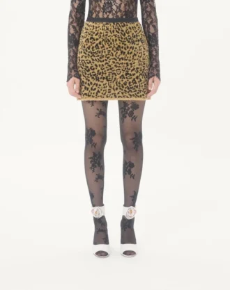 Jupe en maille lurex jacquard à imprimé animalier