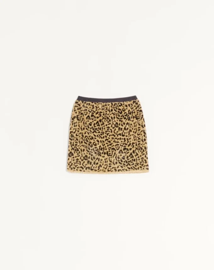 Jupe en maille lurex jacquard à imprimé animalier Jupe en maille lurex jacquard à imprimé animalier