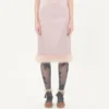 Jupe en satin avec plumes Jupe en satin avec plumes
