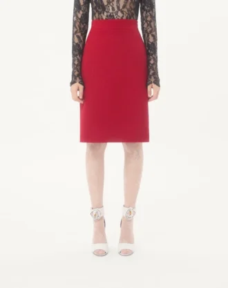 Jupe en tweed de laine uni
