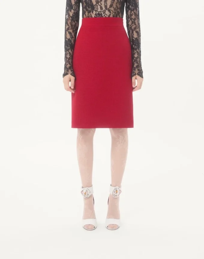 Jupe en tweed de laine uni Jupe en tweed de laine uni