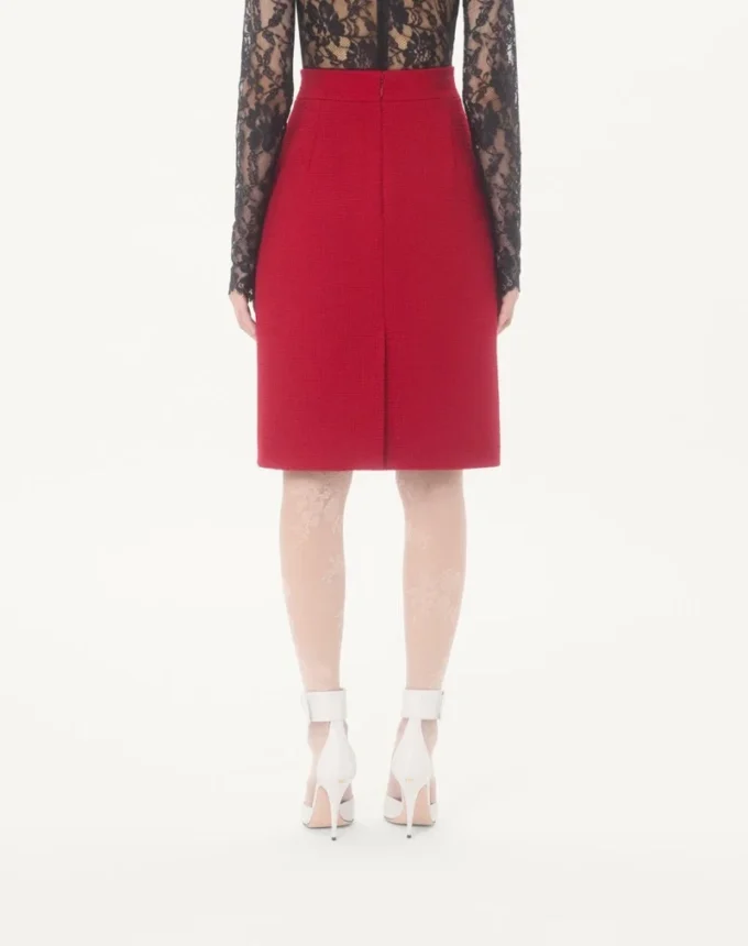 Jupe en tweed de laine uni Jupe en tweed de laine uni