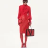 Jupe midi en cuir