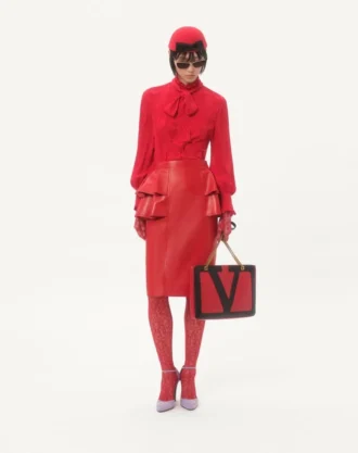 Jupe midi en cuir