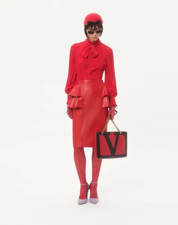Jupe midi en cuir