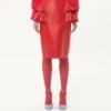 Jupe midi en cuir