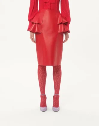 Jupe midi en cuir