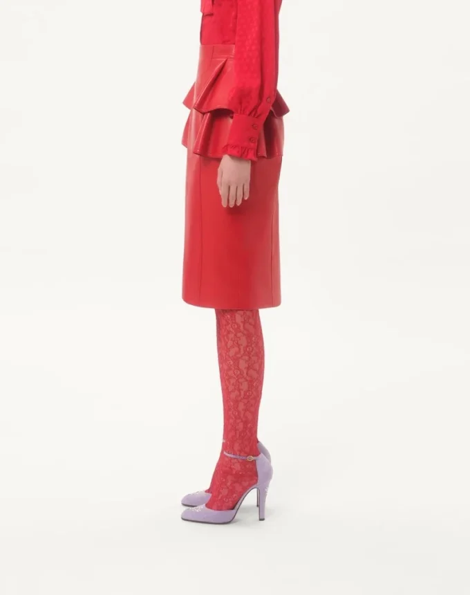 Jupe midi en cuir