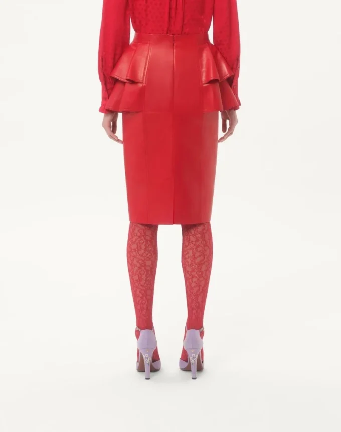 Jupe midi en cuir