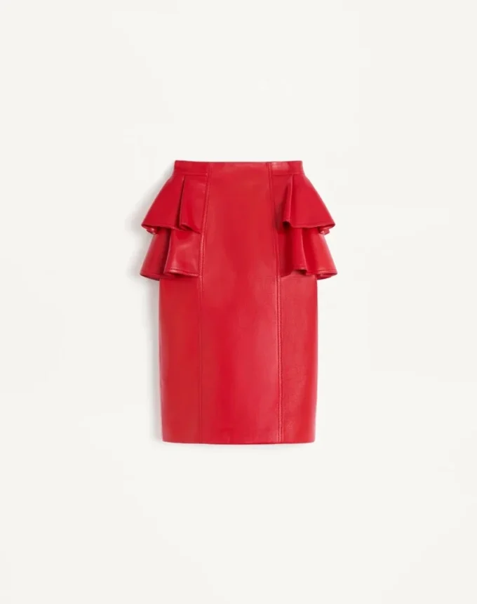 Jupe midi en cuir