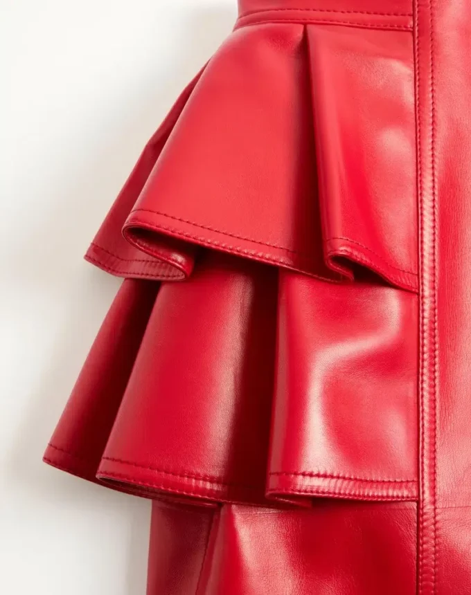 Jupe midi en cuir