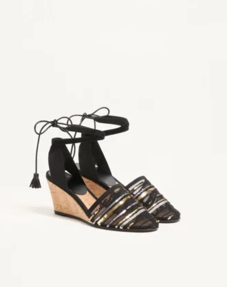 La Cruisette Mesh Wedge avec broderies 75 mm