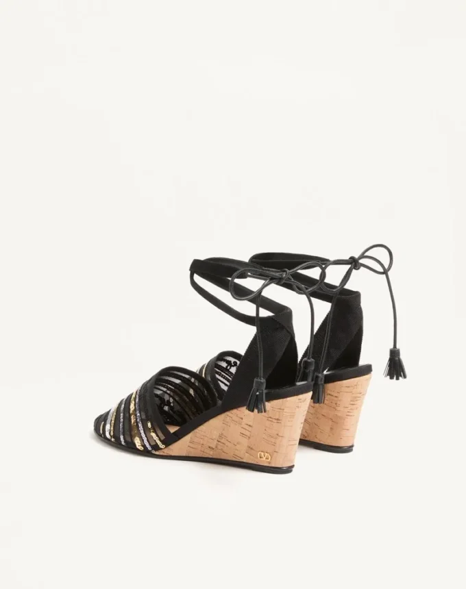 La Cruisette Mesh Wedge avec broderies 75 mm La Cruisette Mesh Wedge avec broderies 75 mm