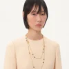 Long collier Vlogo Signature en métal, perles et verre moleté