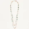 Long collier Vlogo Signature en métal, perles et verre moleté