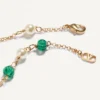 Long collier Vlogo Signature en métal, perles et verre moleté
