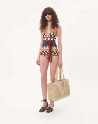 Maillot de bain une pièce en lycra avec imprimé Opticool Riga Pois