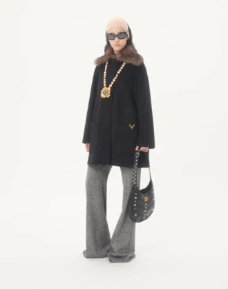 Manteau drapé en laine