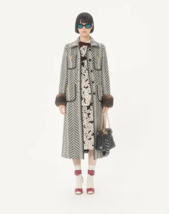 Manteau en laine avec imprimé animal Fauve Eclat