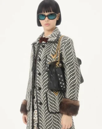 Manteau en laine avec imprimé animal Fauve Eclat