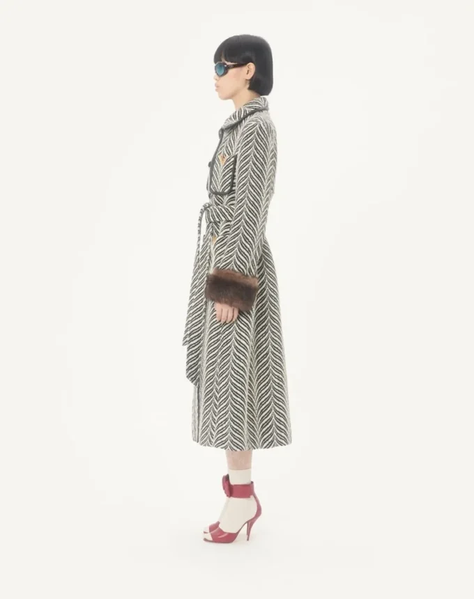 Manteau en laine avec imprimé animal Fauve Eclat Manteau en laine avec imprimé animal Fauve Eclat