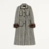 Manteau en laine avec imprimé animal Fauve Eclat Manteau en laine avec imprimé animal Fauve Eclat