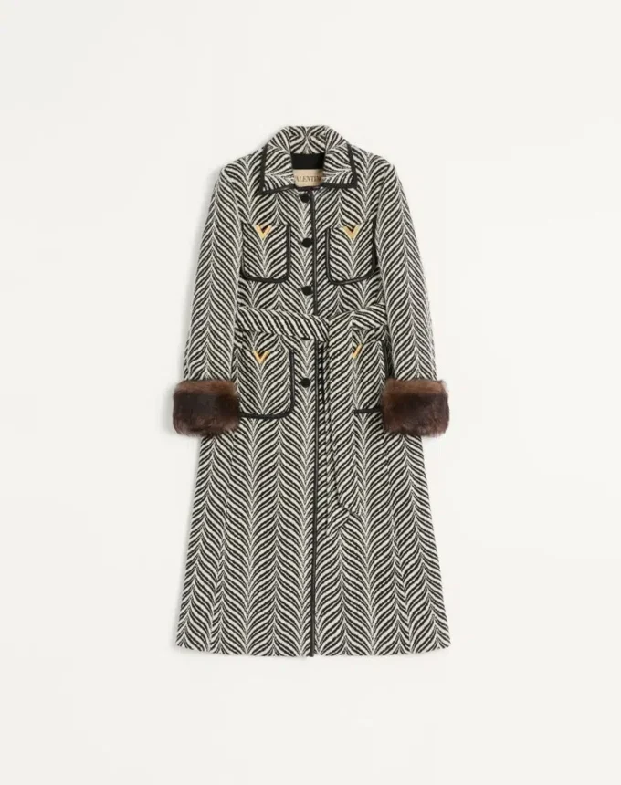 Manteau en laine avec imprimé animal Fauve Eclat Manteau en laine avec imprimé animal Fauve Eclat