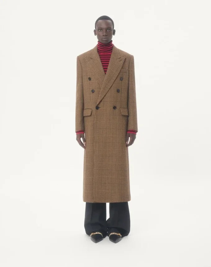 Manteau en laine à double boutonnage Valentino avec motif Glen Plaid Manteau en laine à double boutonnage Valentino avec motif Glen Plaid