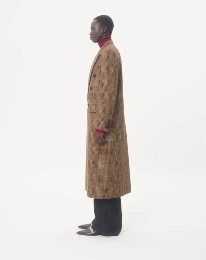 Manteau en laine à double boutonnage Valentino avec motif Glen Plaid Manteau en laine à double boutonnage Valentino avec motif Glen Plaid