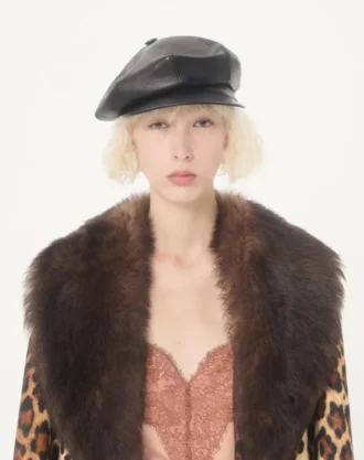 Manteau en laine tachetée Fauve Eclat