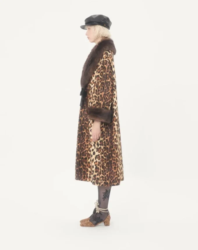 Manteau en laine tachetée Fauve Eclat Manteau en laine tachetée Fauve Eclat
