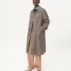 Manteau simple boutonnage en coton et laine à motif Vichy Manteau simple boutonnage en coton et laine à motif Vichy