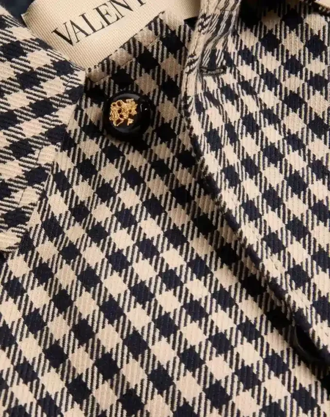 Manteau simple boutonnage en coton et laine à motif Vichy Manteau simple boutonnage en coton et laine à motif Vichy