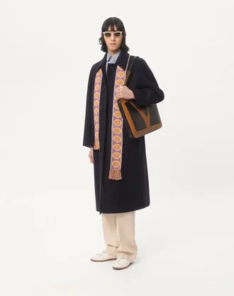Manteau simple boutonnage en laine et cachemire