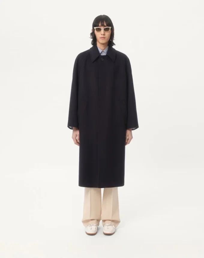 Manteau simple boutonnage en laine et cachemire Manteau simple boutonnage en laine et cachemire