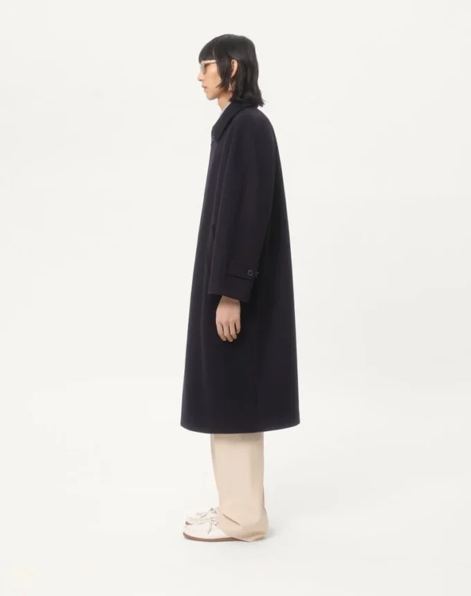 Manteau simple boutonnage en laine et cachemire Manteau simple boutonnage en laine et cachemire