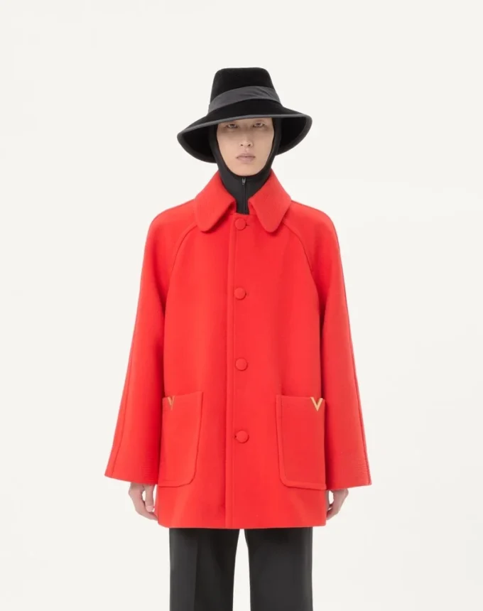 Manteau simple boutonnage Valentino en drap de laine Manteau simple boutonnage Valentino en drap de laine