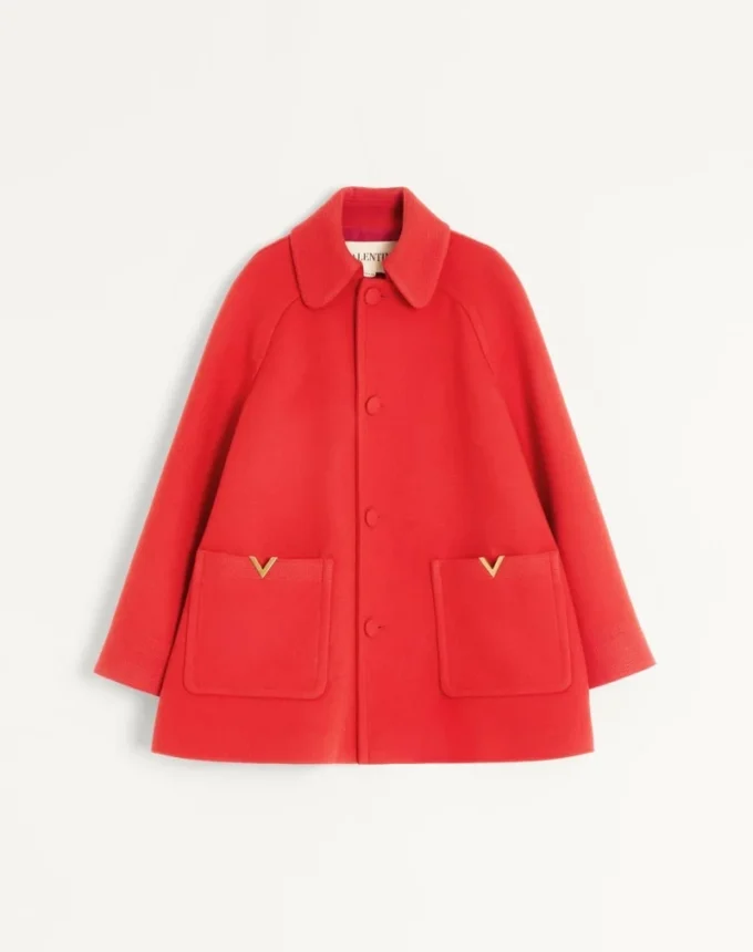 Manteau simple boutonnage Valentino en drap de laine Manteau simple boutonnage Valentino en drap de laine