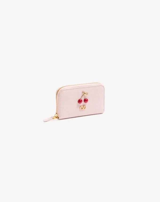 Mini portefeuille Cherryfic en cuir de veau grainé Mini portefeuille Cherryfic en cuir de veau grainé