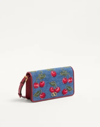 Mini sac à bandoulière en denim Vlogo Signature avec broderie Cherryfic