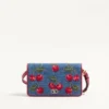 Mini sac à bandoulière en denim Vlogo Signature avec broderie Cherryfic Mini sac à bandoulière en denim Vlogo Signature avec broderie Cherryfic