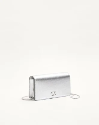 Mini sac à bandoulière VLogo Signature en cuir de veau grainé laminé