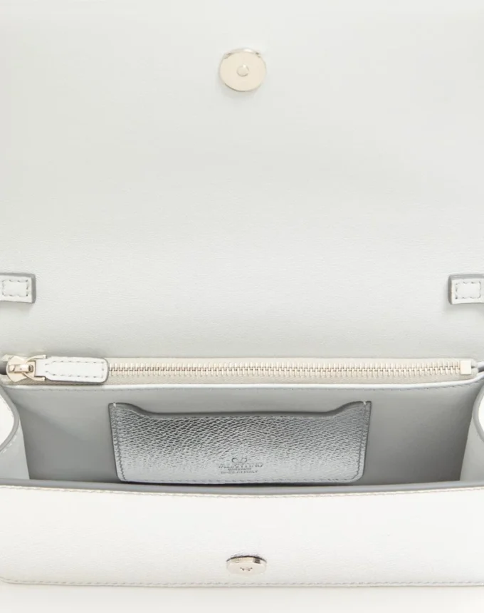 Mini sac à bandoulière VLogo Signature en cuir de veau grainé laminé Mini sac à bandoulière VLogo Signature en cuir de veau grainé laminé
